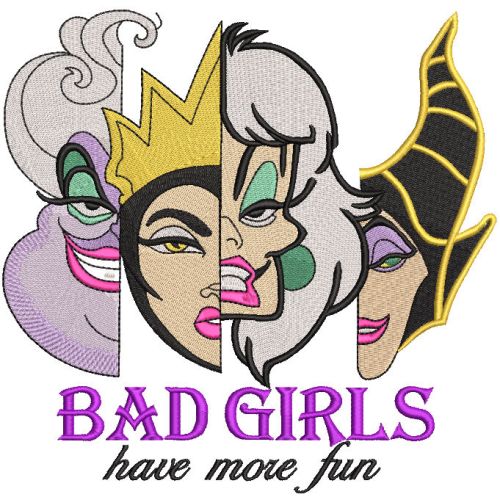 Villains bad Girls Have More Fun embroidery design