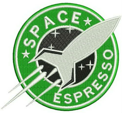 Space espresso machine embroidery design