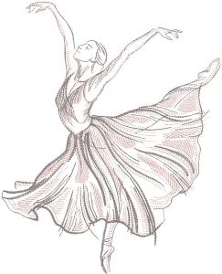 Dancing ballerina sketch embroidery design