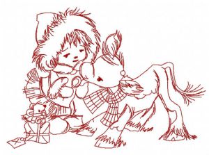 Girl and calf 3 embroidery design
