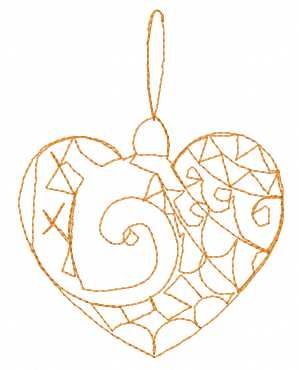 Christmas decoration redwork heart free embroidery design