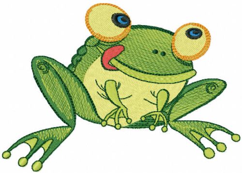 Hungry frog embroidery design