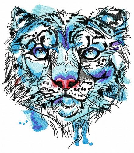 Snow leopard machine embroidery design