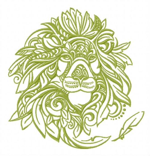 Feathered lion machine embroidery design