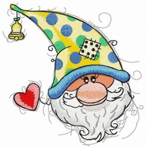 Valentine card from gnome embroidery design