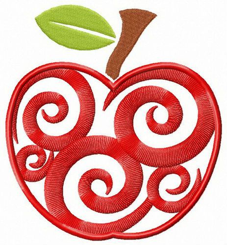 Spiral apple machine embroidery design