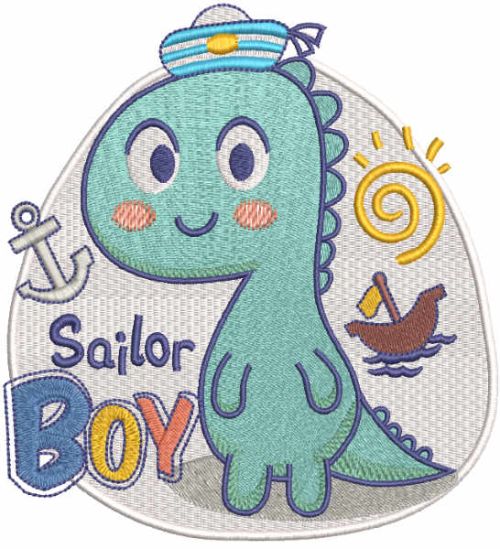 Dino sailor boy embroidery design