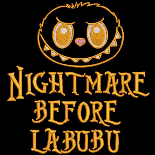 Nightmare before labubu embroidery design