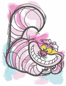 Cheshire cat art sketch embroidery design