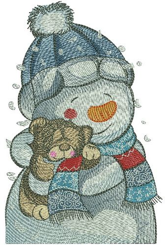 Teddy bear for snowman machine embroidery design