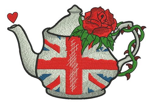 English tea time machine embroidery design