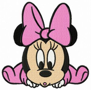 Minnie in pink romper embroidery design