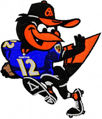 Baltimore Orioles Ravens orange purple ballsohard buckleup machine embroidery design