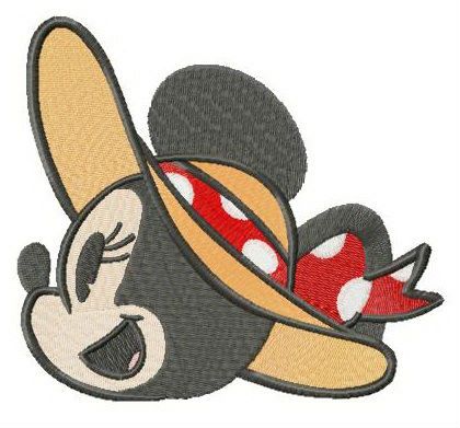 Minnie's straw hat machine embroidery design