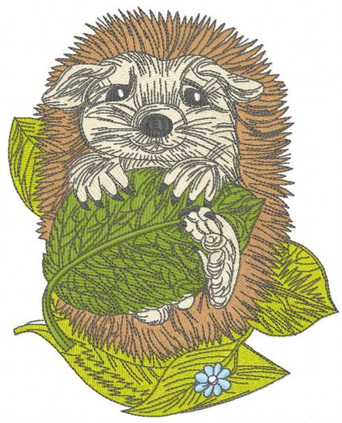 Hedgehog resting embroidery design 2