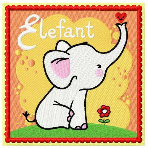 Elephant machine embroidery design
