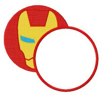 Iron Man round monogram machine embroidery design