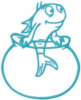 Fish in the aquarium one colored embroidery design