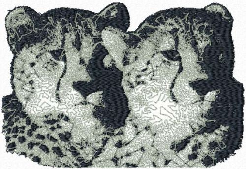 Two leopards free machine embroidery design