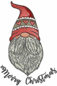 Gnome merry christmas embroidery design