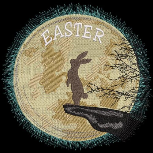 Easter bunny backdrop big moon embroidery design