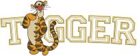 Tigger with Athletic Sport Letters embroidery design