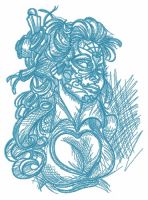 Captive girl sketch embroidery design