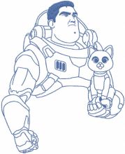 Buzz Lightyear with robocat embroidery design