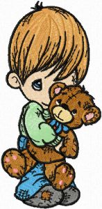 Boy with Bear embroidery design