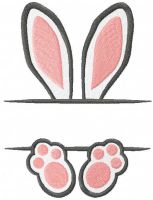 Desenho de bordado grátis com orelhas e pés de coelhinho da Páscoa