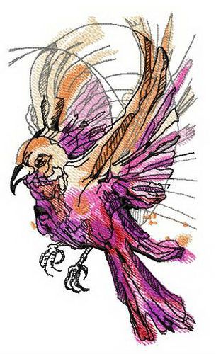 Pink firebird machine embroidery design