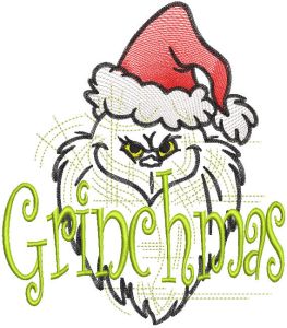 Grinchmas Christmas sketch embroidery design