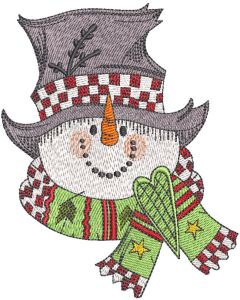 Snowman in top hat embroidery design