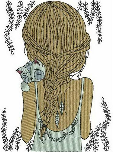 Girl's hairstyle machine embroidery design