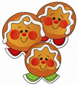 Gingerbread family 3 embroidery design