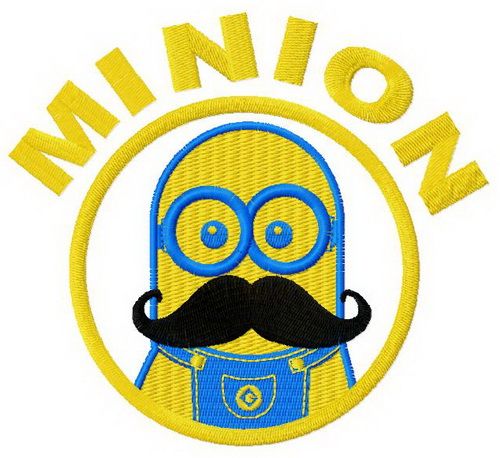 Minion with mustache machine embroidery design