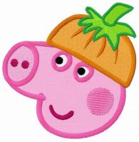 Pig in pumpkin hat embroidery design