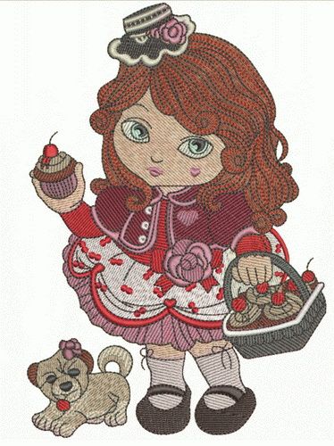 Modern Little Red Riding Hood machine embroidery design
