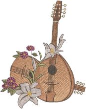 Mandolins and lilies embroidery design