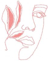 Woman with branch embroidery design