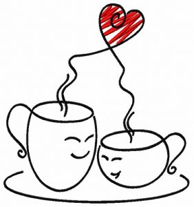 Coffee cups embroidery design