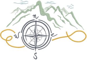 Climber's compass embroidery design