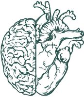 Brain and heart one color embroidery design