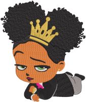 Princess African Boss Baby Girl embroidery design