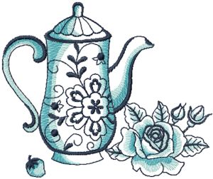 Vintage teapot embroidery design