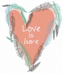 Love is here embroidery design