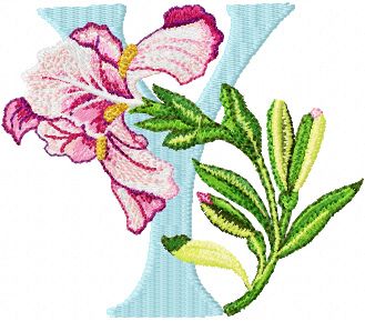 Iris Letter Y  machine embroidery design