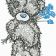 Teddy Bear with blue flowers machine embroidery design