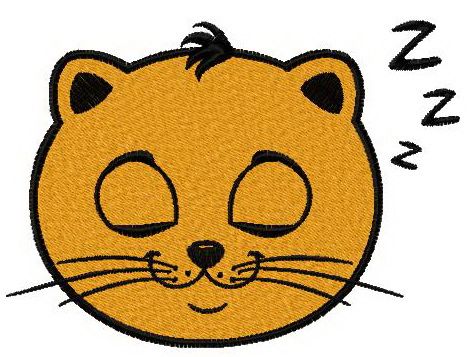 Cat sleepy face machine embroidery design