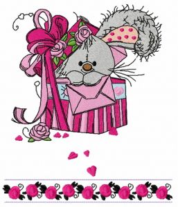 Bunny in the box embroidery design